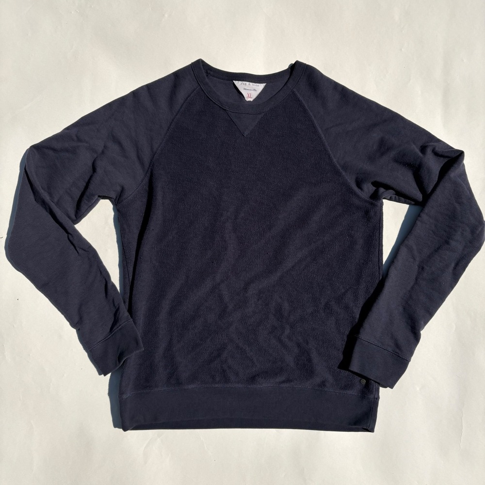 Rag & Bone Mens Navy Blue Raglan Crew Neck Sweatshirt XL Cotton Blend Peru